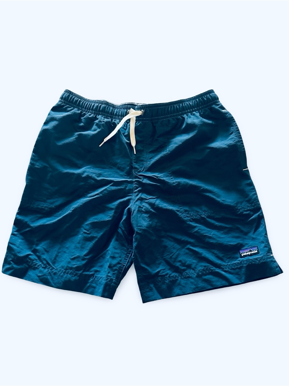 Patagonia Kids blue Swim Trunks with White Drawstring